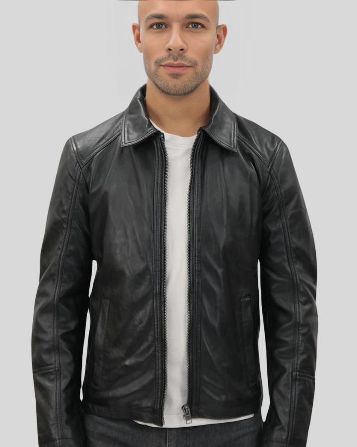 Miles Black Leather Racer Jacket - Rare Leather