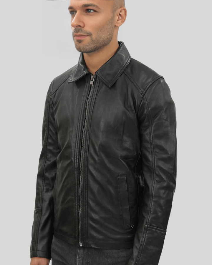 Miles Black Leather Racer Jacket - Rare Leather