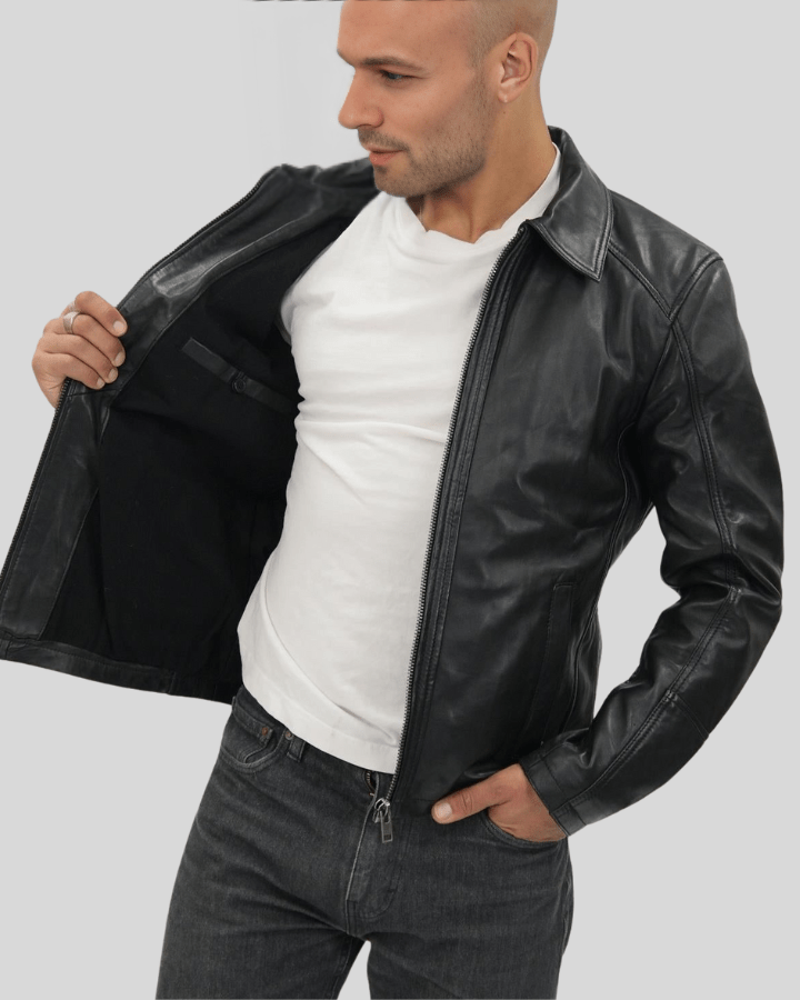 Miles Black Leather Racer Jacket - Rare Leather