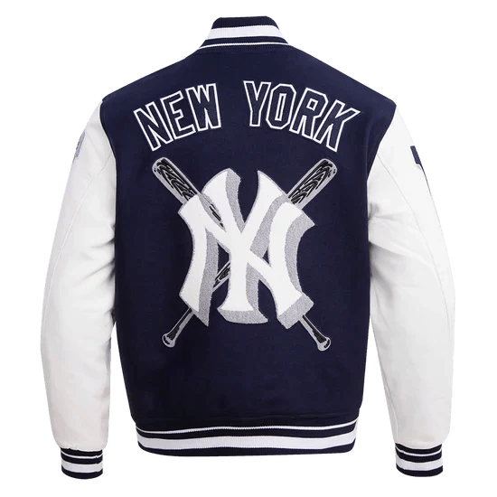 MLB New York Yankees Mashup Men's Rib Wool Varsity Jacket - Rare Leather