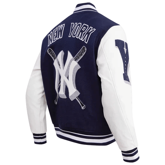 MLB New York Yankees Mashup Men's Rib Wool Varsity Jacket - Rare Leather