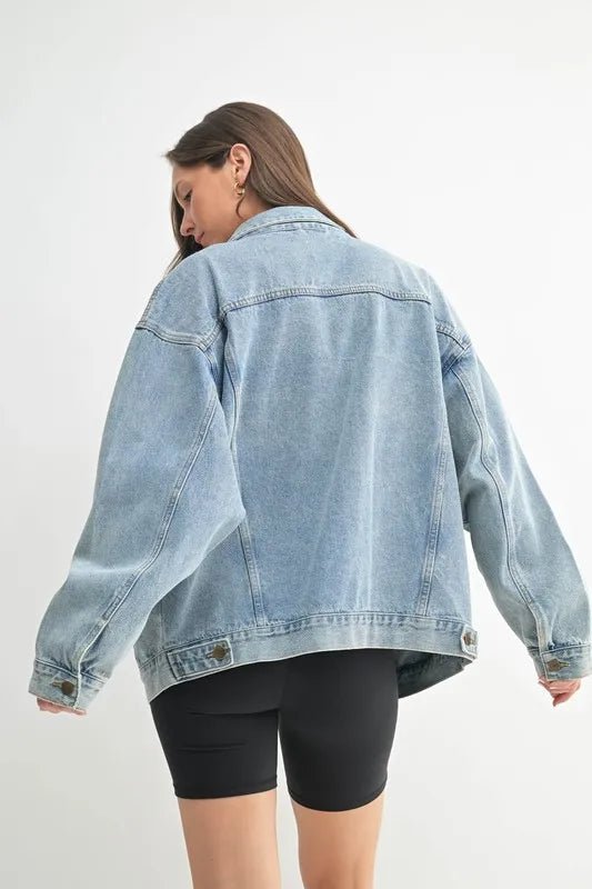 MONO B Boxy - Cut Denim Jacket - Rare Leather