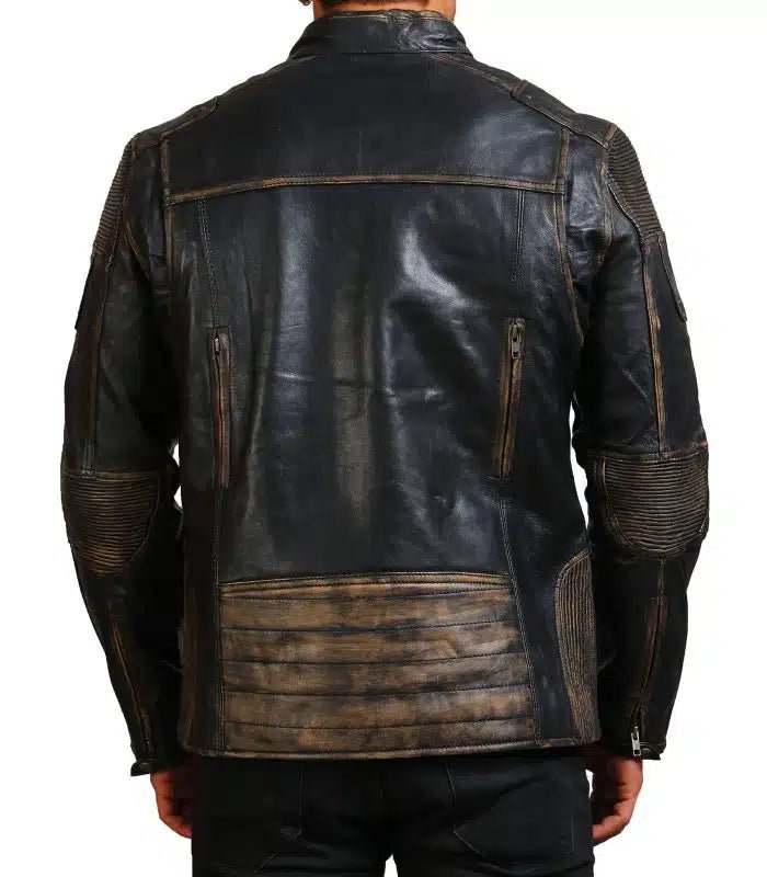 Moto Distressed Black Vintage Cowhide Leather Jacket - Rare Leather