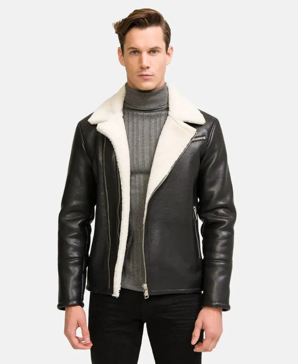 Moto Style Real Shearling Leather Jacket - Rare Leather