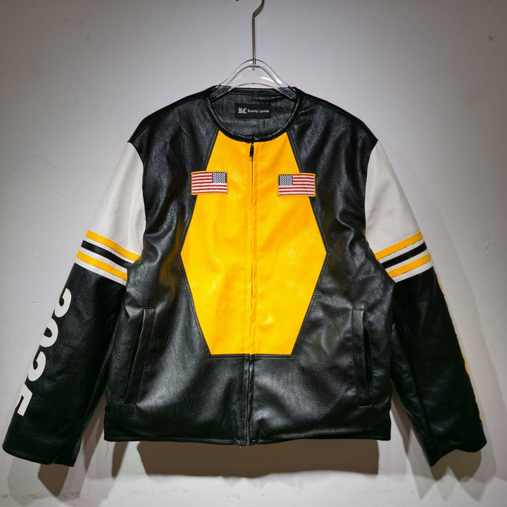 Mustard 2025 Leather Vintage Racing Jacket - Rare Leather Order Now !!