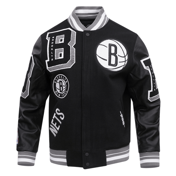 NBA BROOKLYN NETS MASHUP RIB WOOL VARSITY JACKET - Rare Leather