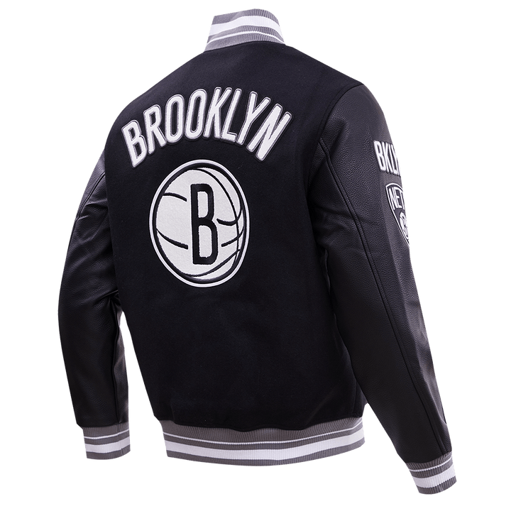 NBA BROOKLYN NETS RETRO CLASSIC RIB WOOL VARSITY JACKET - Rare Leather