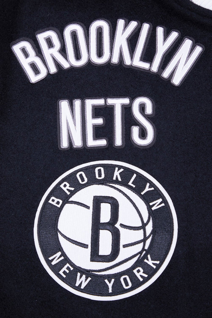 NBA BROOKLYN NETS RETRO CLASSIC RIB WOOL VARSITY JACKET - Rare Leather