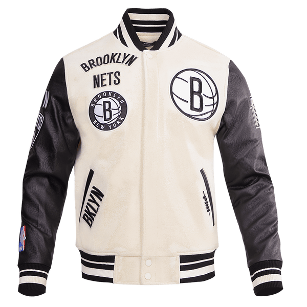 NBA BROOKLYN NETS RETRO CLASSIC RIB WOOL VARSITY JACKET - Rare Leather