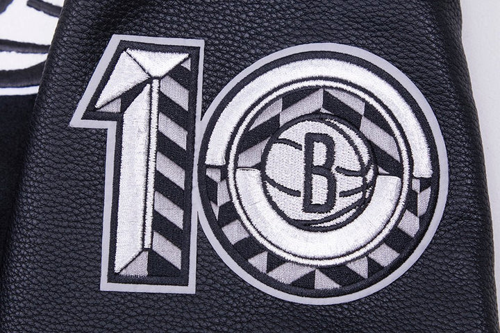 NBA BROOKLYN NETS RETRO CLASSIC RIB WOOL VARSITY JACKET - Rare Leather