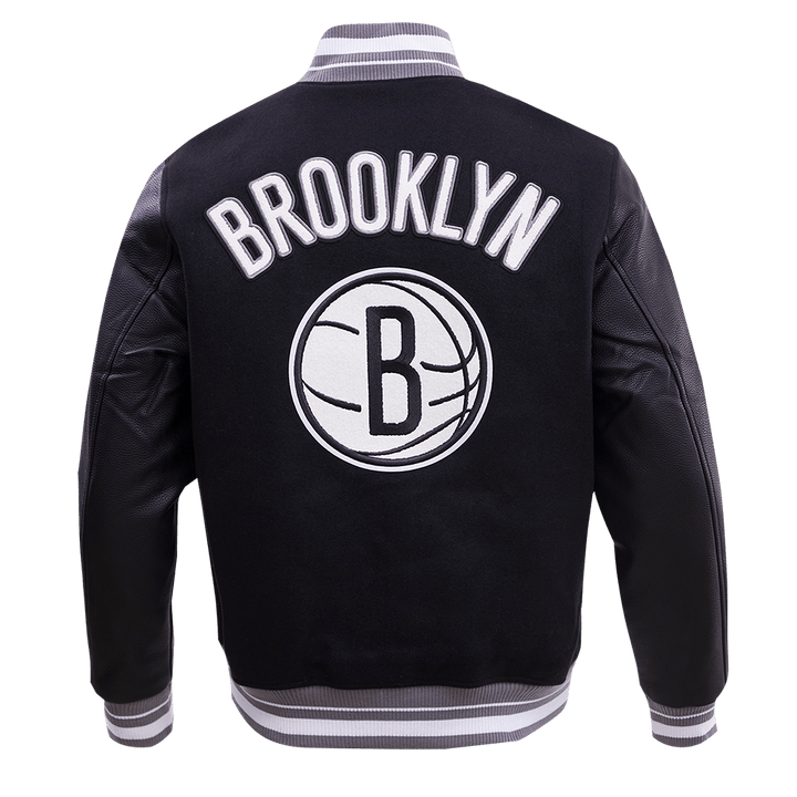 NBA BROOKLYN NETS RETRO CLASSIC RIB WOOL VARSITY JACKET - Rare Leather