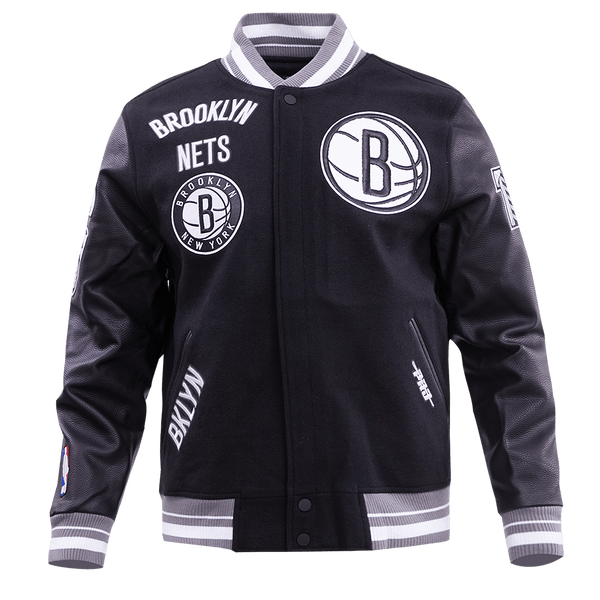 NBA BROOKLYN NETS RETRO CLASSIC RIB WOOL VARSITY JACKET - Rare Leather