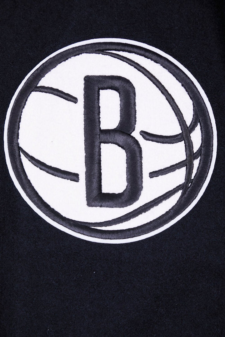 NBA BROOKLYN NETS RETRO CLASSIC RIB WOOL VARSITY JACKET - Rare Leather