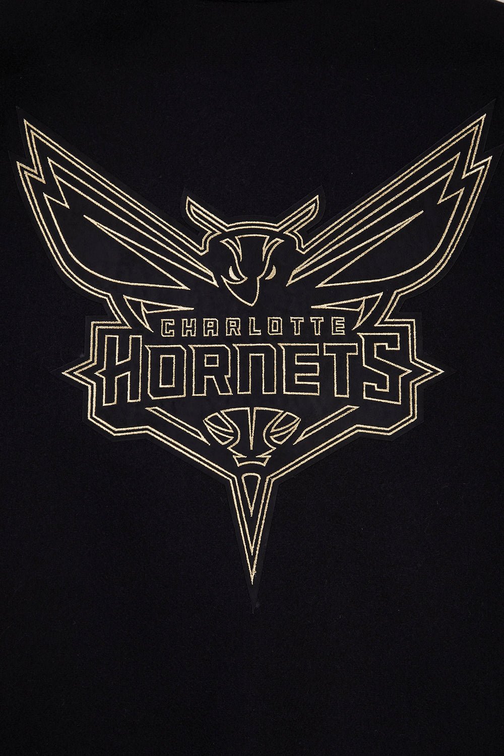 NBA CHARLOTTE HORNETS BLACK & GOLD WOOL VARSITY JACKET