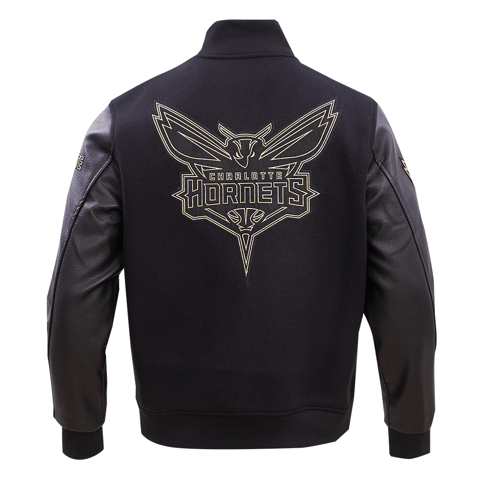 n*a様 CHARLOTTE HORNETS ブラックジャケット NBA NBA CHARLOTTE HORNETS BLACK & GOLD WOOL VARSITY JACKET – Premium