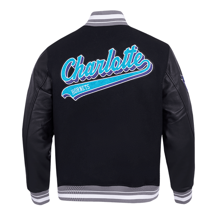 NBA CHARLOTTE HORNETS SCRIPT TAIL RIB WOOL VARSITY - Rare Leather