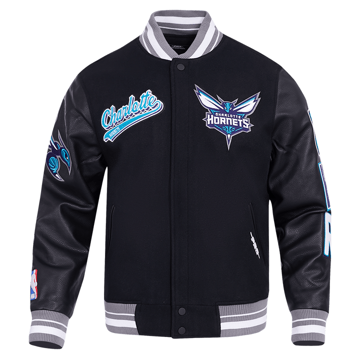 NBA CHARLOTTE HORNETS SCRIPT TAIL RIB WOOL VARSITY - Rare Leather