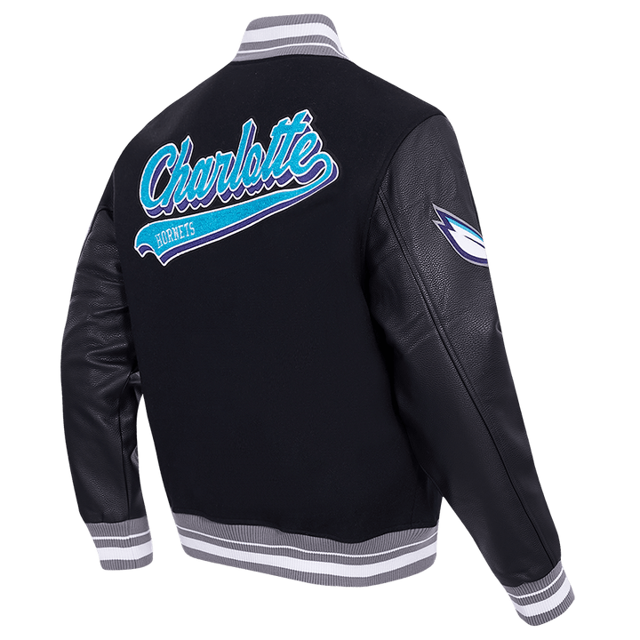 NBA CHARLOTTE HORNETS SCRIPT TAIL RIB WOOL VARSITY - Rare Leather