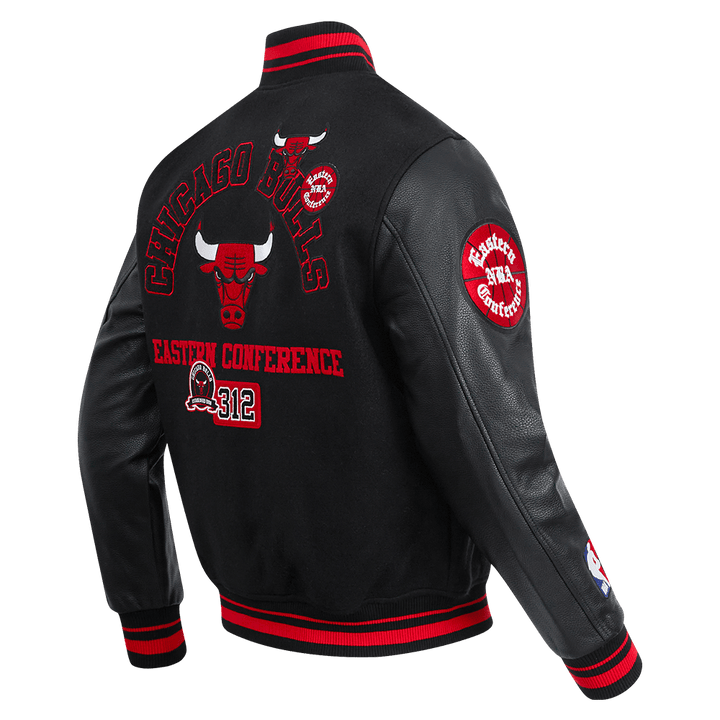 NBA CHICAGO BULLS AREA CODE RIB WOOL VARSITY JACKET - Rare Leather