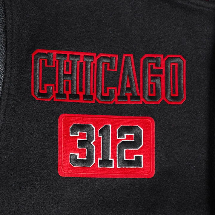 NBA CHICAGO BULLS AREA CODE RIB WOOL VARSITY JACKET - Rare Leather