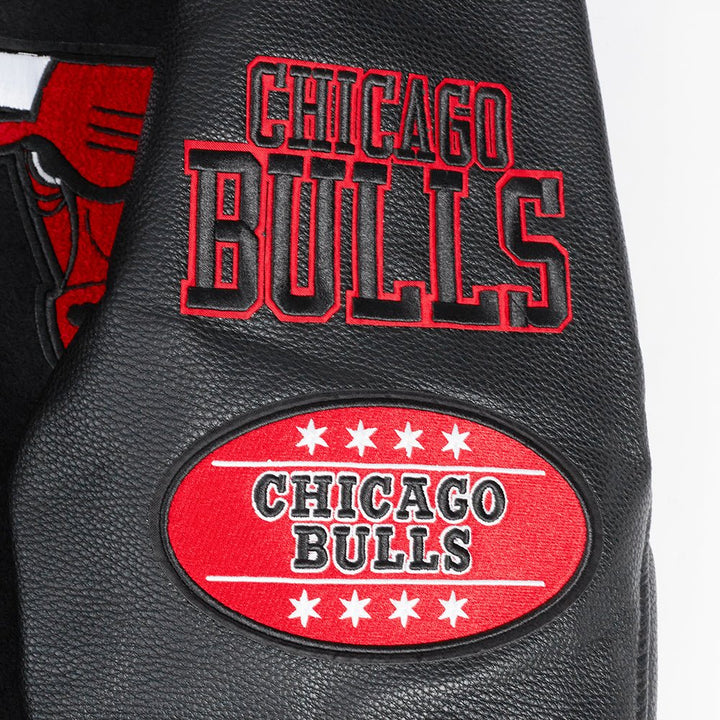 NBA CHICAGO BULLS AREA CODE RIB WOOL VARSITY JACKET - Rare Leather