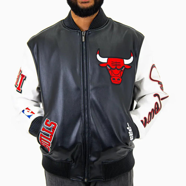 NBA Chicago Bulls City Signatures Leather Varsity Jacket - Rare Leather