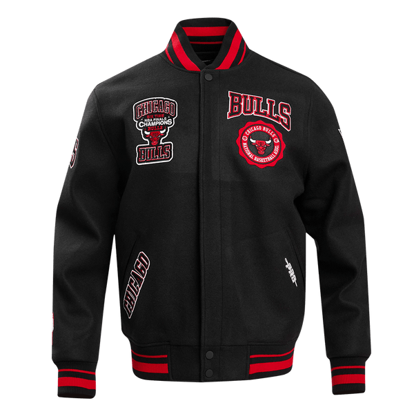 NBA CHICAGO BULLS CREST EMBLEM WOOL VARSITY JACKET - Rare Leather