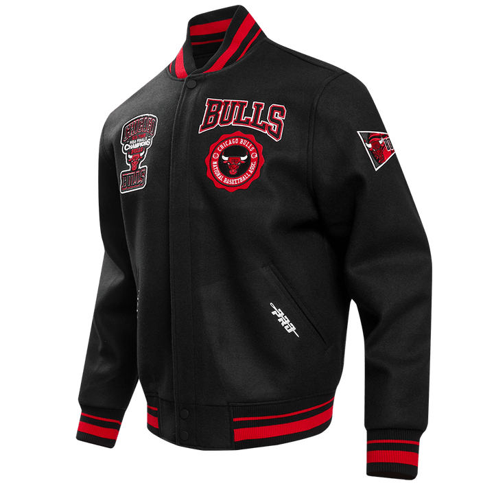 NBA CHICAGO BULLS CREST EMBLEM WOOL VARSITY JACKET - Rare Leather