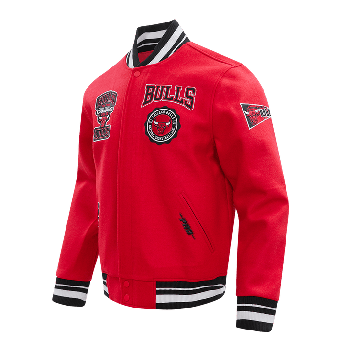 NBA CHICAGO BULLS CREST EMBLEM WOOL VARSITY JACKET - Rare Leather