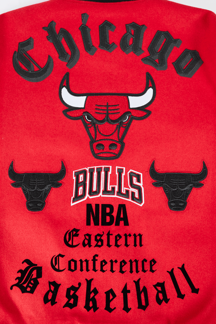 NBA CHICAGO BULLS OLD ENGLISH RIB WOOL VARSITY JACKET - Rare Leather