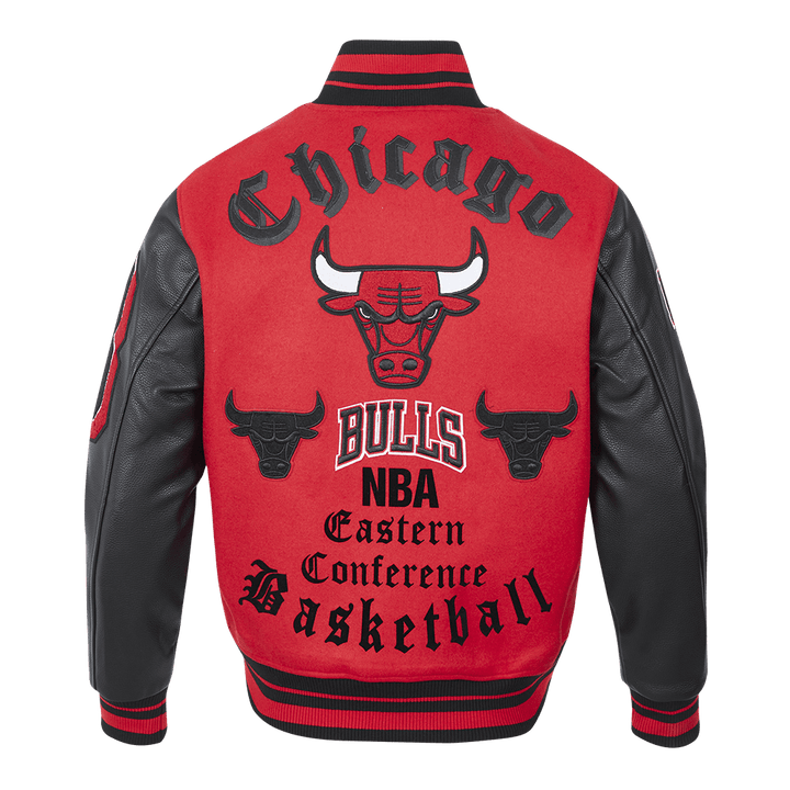 NBA CHICAGO BULLS OLD ENGLISH RIB WOOL VARSITY JACKET - Rare Leather