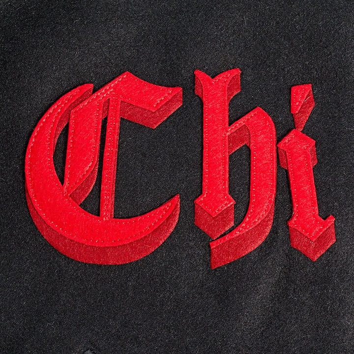 NBA CHICAGO BULLS OLD ENGLISH RIB WOOL VARSITY JACKET - Rare Leather