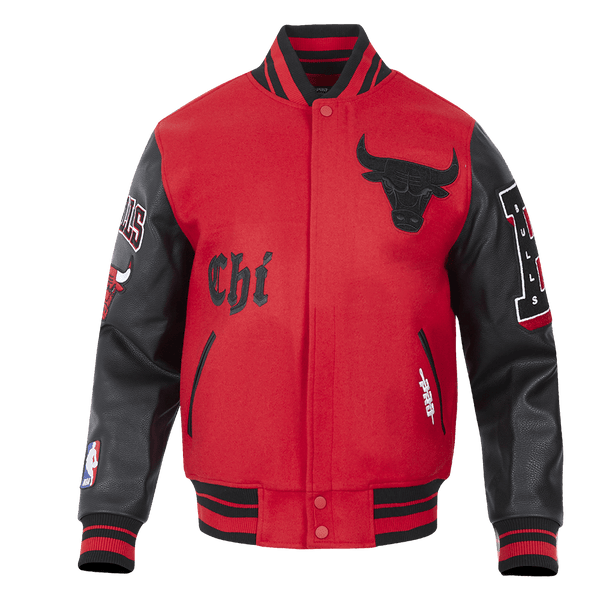 NBA CHICAGO BULLS OLD ENGLISH RIB WOOL VARSITY JACKET - Rare Leather