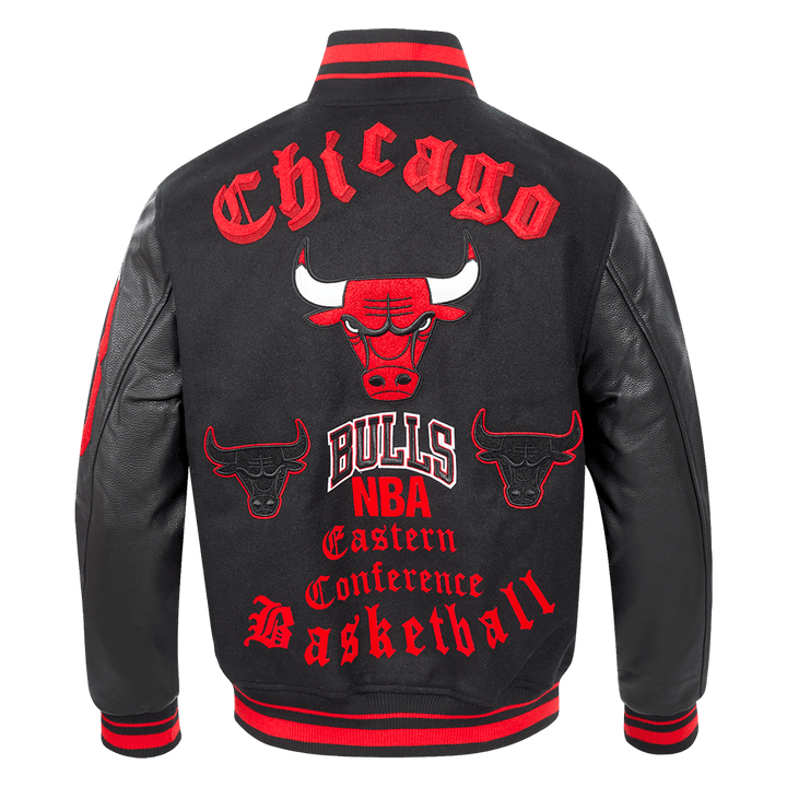 NBA CHICAGO BULLS OLD ENGLISH RIB WOOL VARSITY JACKET - Rare Leather