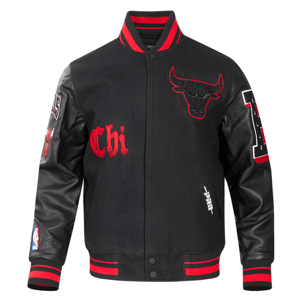 NBA CHICAGO BULLS OLD ENGLISH RIB WOOL VARSITY JACKET - Rare Leather