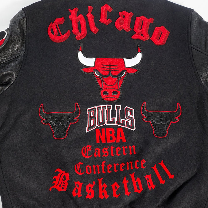 NBA CHICAGO BULLS OLD ENGLISH RIB WOOL VARSITY JACKET - Rare Leather