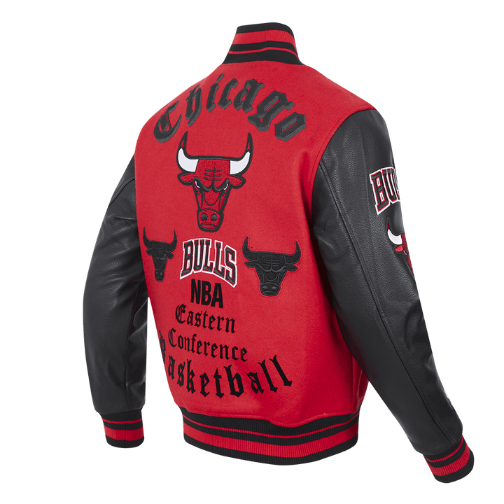 NBA CHICAGO BULLS OLD ENGLISH RIB WOOL VARSITY JACKET - Rare Leather