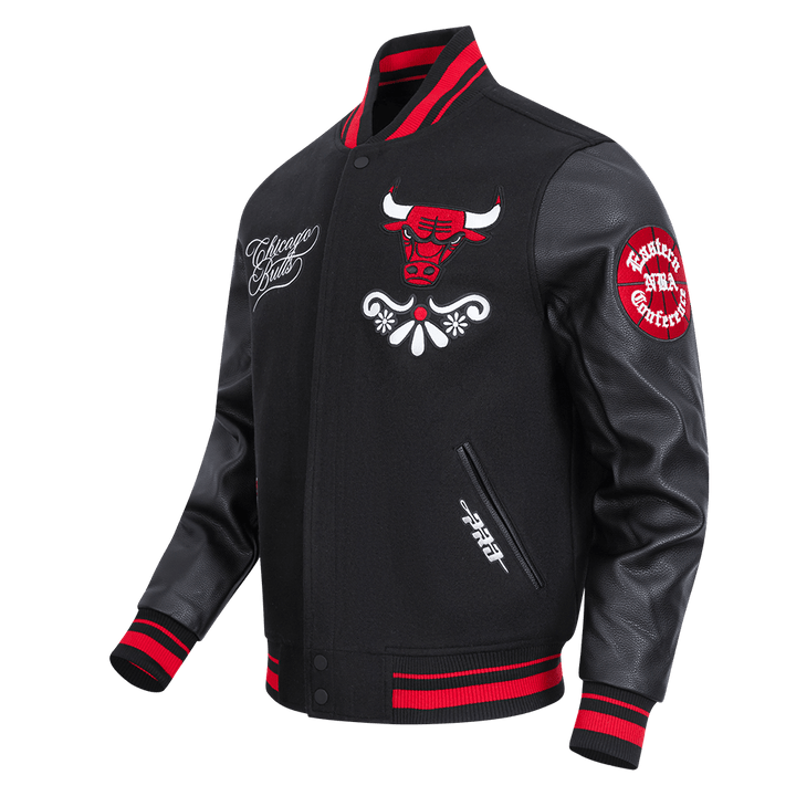 NBA CHICAGO BULLS SUGAR SKULL RIB WOOL VARSITY JACKET - Rare Leather
