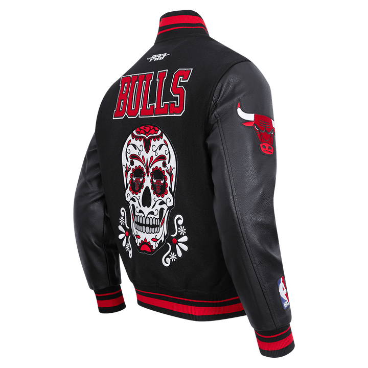NBA CHICAGO BULLS SUGAR SKULL RIB WOOL VARSITY JACKET - Rare Leather