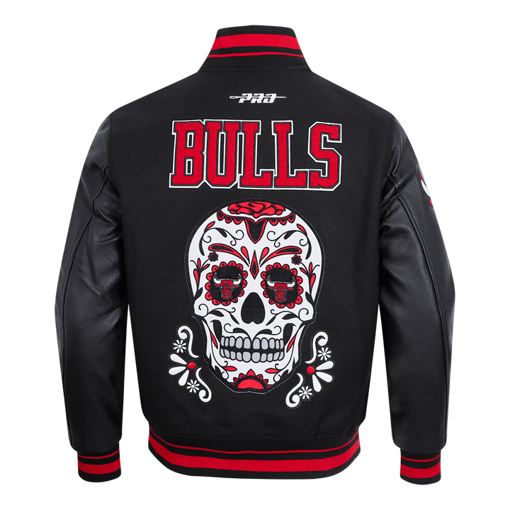 NBA CHICAGO BULLS SUGAR SKULL RIB WOOL VARSITY JACKET - Rare Leather