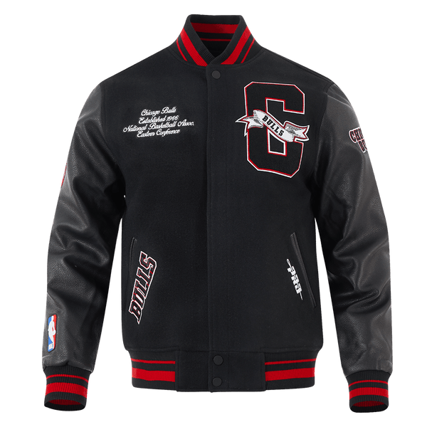 NBA CHICAGO BULLS TEAM PENNANTS WOOL VARSITY JACKET - Rare Leather