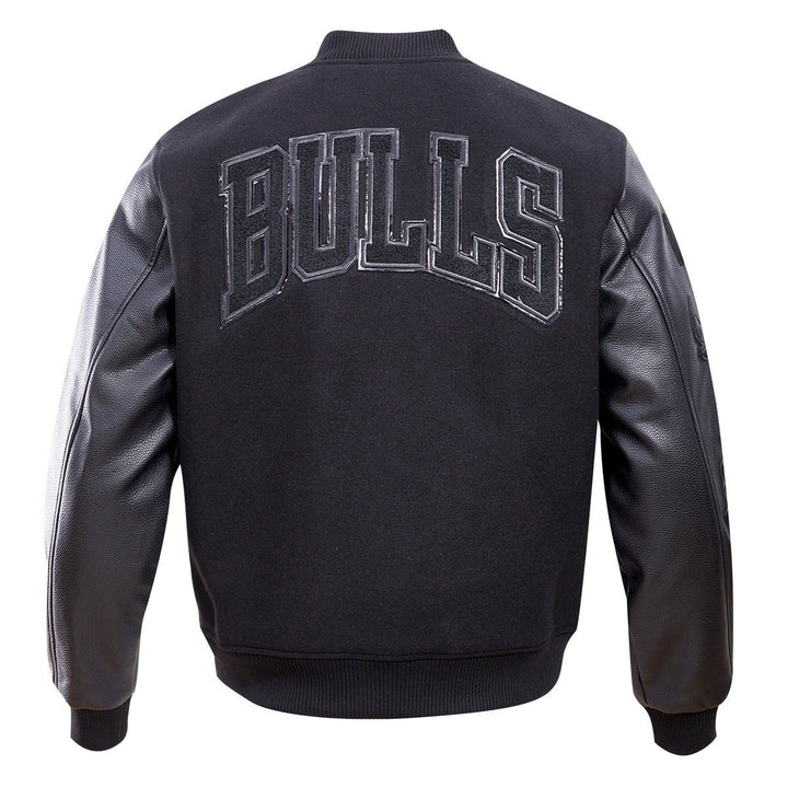 NBA CHICAGO BULLS TRIPLE BLACK VARSITY JACKET - Rare Leather