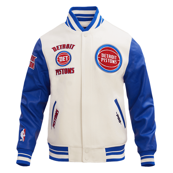 NBA DETROIT PISTONS RETRO CLASSIC RIB WOOL VARSITY JACKET - Rare Leather