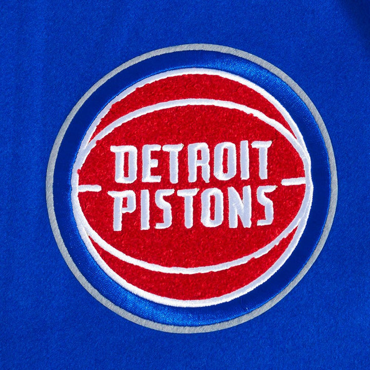 NBA DETROIT PISTONS SCRIPT TAIL MEN'S RIB WOOL VARSITY (ROYAL BLUE/RED) - Rare Leather