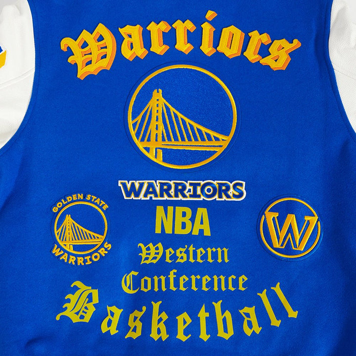 NBA GOLDEN STATE WARRIORS OLD ENGLISH WOOL VARSITY JACKET - Rare Leather