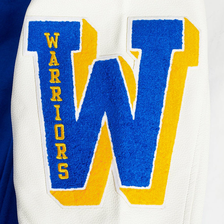 NBA GOLDEN STATE WARRIORS OLD ENGLISH WOOL VARSITY JACKET - Rare Leather