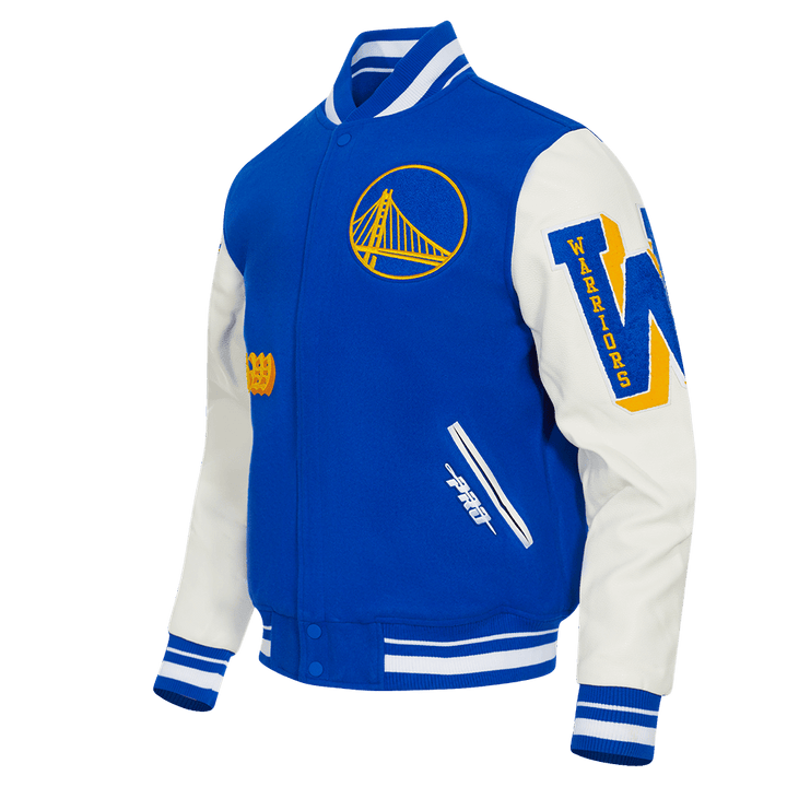 NBA GOLDEN STATE WARRIORS OLD ENGLISH WOOL VARSITY JACKET - Rare Leather