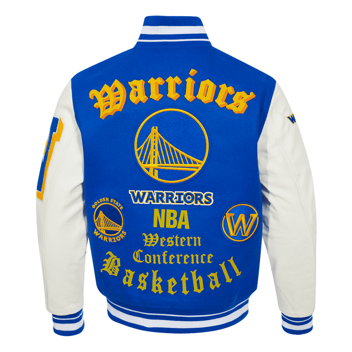 NBA GOLDEN STATE WARRIORS OLD ENGLISH WOOL VARSITY JACKET - Rare Leather