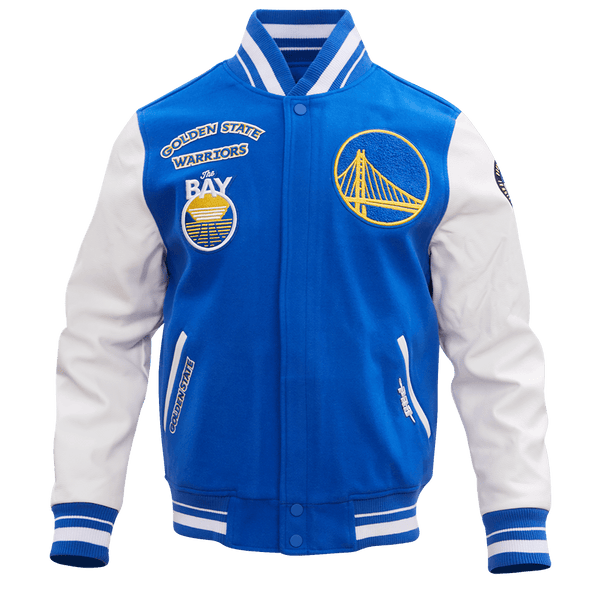 NBA GOLDEN STATE WARRIORS RETRO CLASSIC RIB WOOL VARSITY JACKET - Rare Leather
