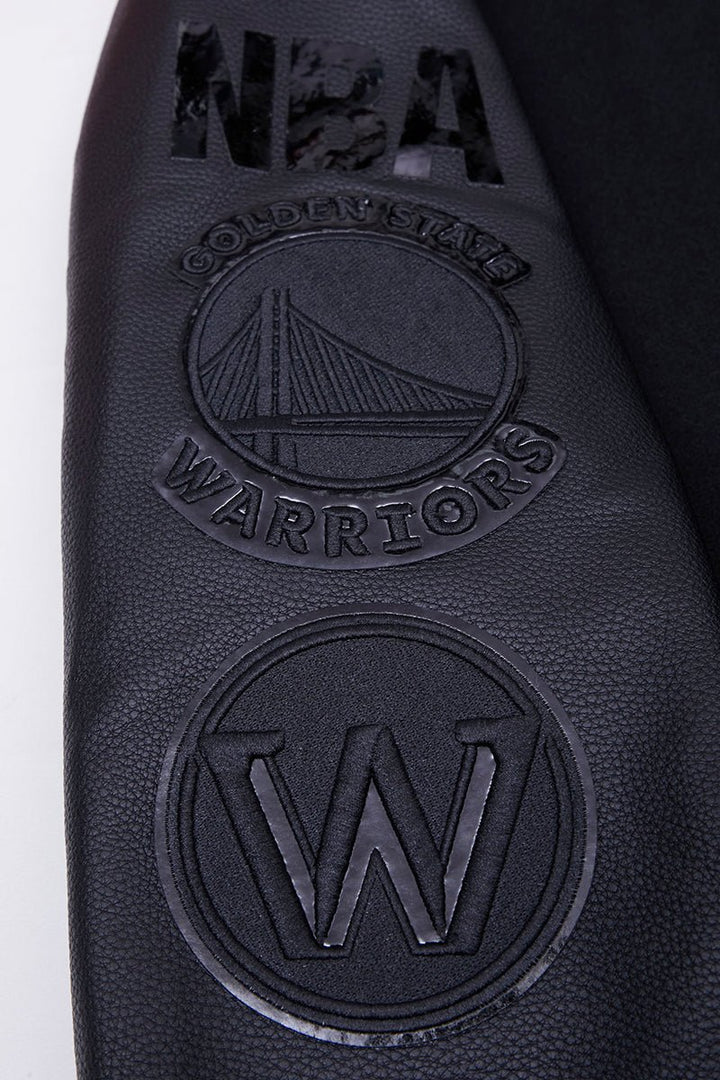 NBA GOLDEN STATE WARRIORS TRIPLE BLACK VARSITY JACKET - Rare Leather